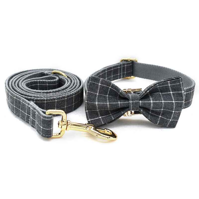 Stylish Adjustable Dog Collar - Grey Plaid Design for Ultimate Comfort - Docatshop