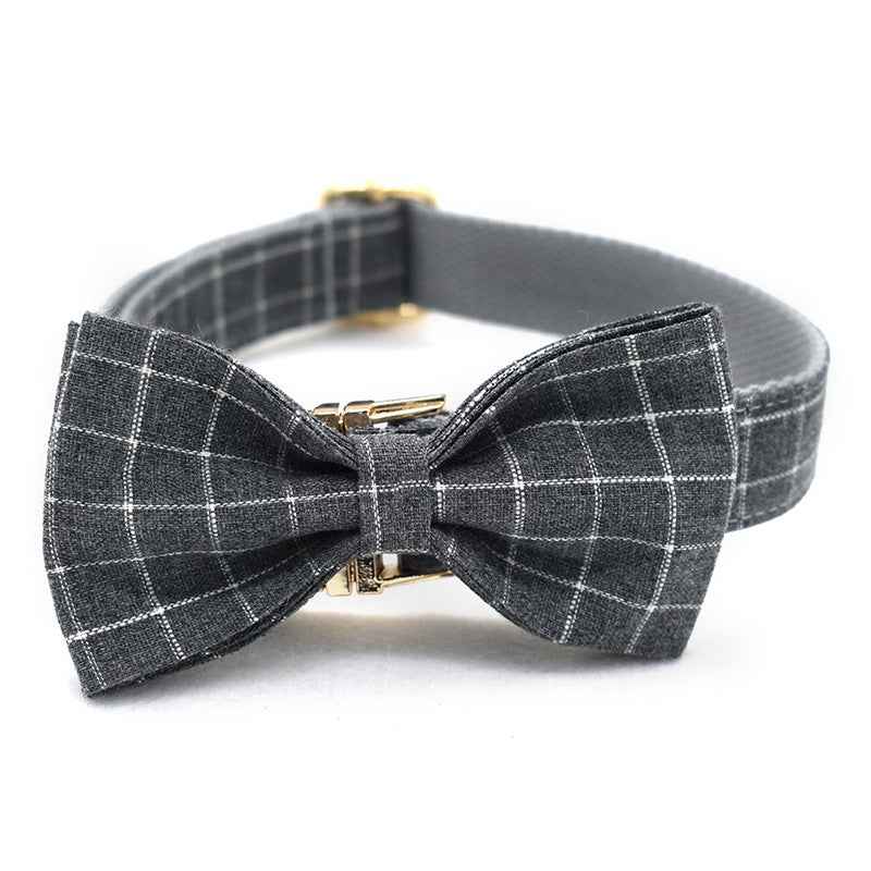 Stylish Adjustable Dog Collar - Grey Plaid Design for Ultimate Comfort - Docatshop
