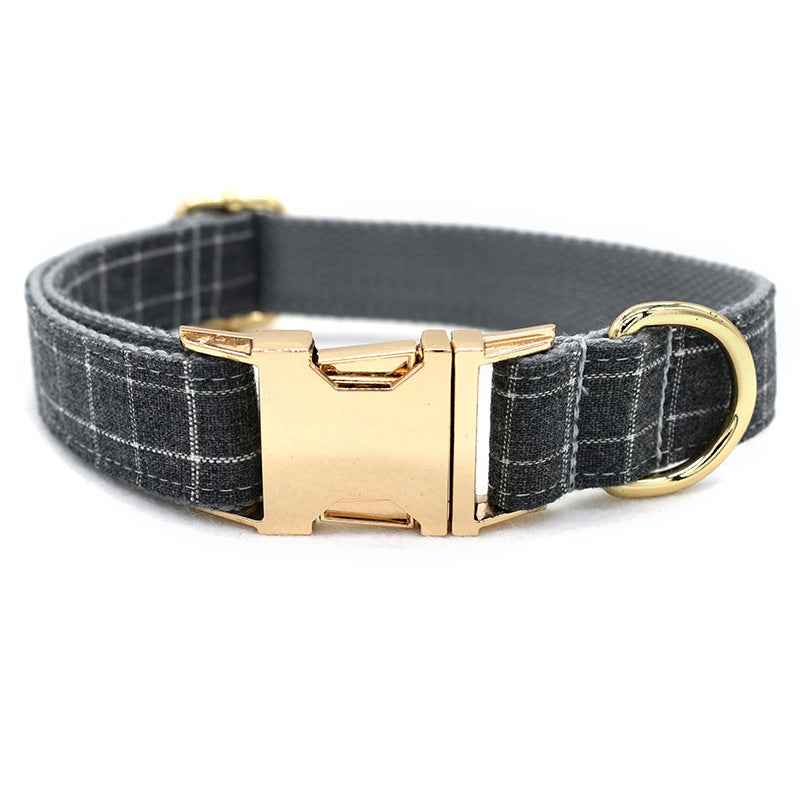 Stylish Adjustable Dog Collar - Grey Plaid Design for Ultimate Comfort - Docatshop